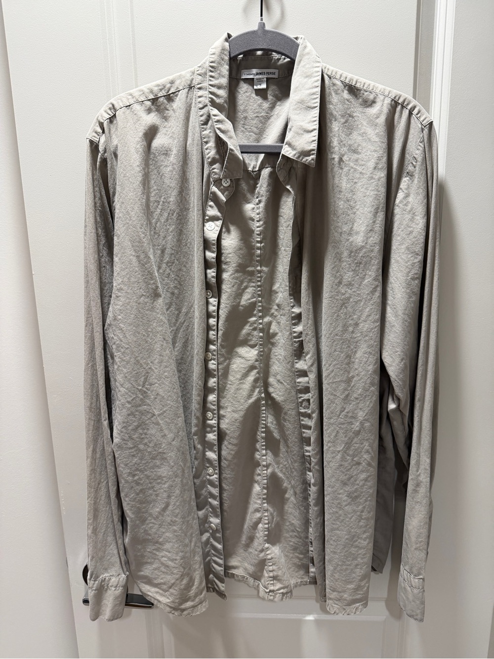 Light Gray James Perse Men's Button-Up Shirt Jacket
